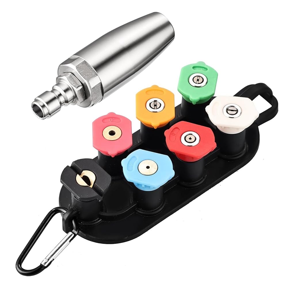 Ctrlzs Turbo Nozzle For Pressure Washer,4000Psi Rotating Turbo Nozzle 1/4Inch Quick Connect,7 Sprays Nozzle Tips&Nozzle Holder