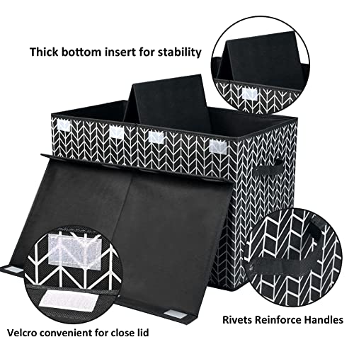 Image of Mayniu Large Toy Box Chest with Lid, Kids Toy Storage Organizer Bins Basket for Living Room, Nursery, Closet, Bedroom, Playroom 25 inchx13 inch x16 inch (Black)