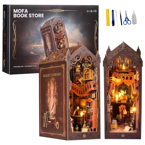DIY Book Nook Kit puzzle 3D bois maison de poupées miniature avec lampe LED Eternal adulte