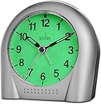 Acctim Sweeper Analogue Alarm Clock Non Ticking Sweep Smartlite® Quartz Silver