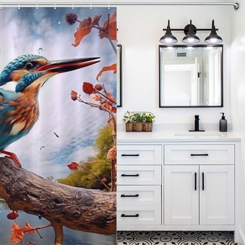 Rideau de douche oiseau imperméable pour salle de bain 183x183cm