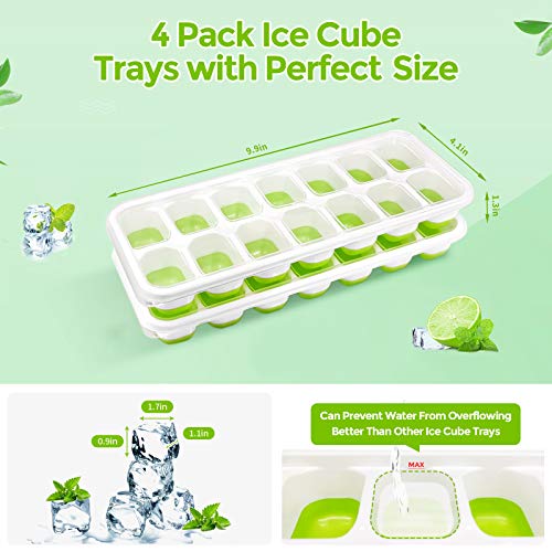 DOQAUS Ice Cube Trays 2 Pack, Easy-Release Silicone and Flexible 14-Ice Cube Trays with Spill-Resistant Removable Lid, LFGB Certified and BPA Free, for Cocktail, Beer, Stackable Flexible Ice Molds - Thumbnail 3