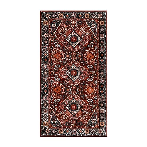 Beeiva Tapete Oriental 2x4 pies Rojo/Multi Antideslizante miniatura 3