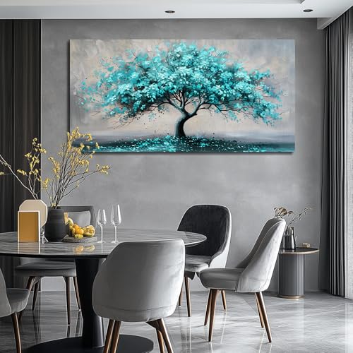 KELIYUAN Canvas Wall Art For Living Room Framed Wall Decor For Bedroom Modern Office Decorations Paintings Blue Green Tree Pictures Artwork Wall Prints Room Home Decor Aesthetic 20"x40"