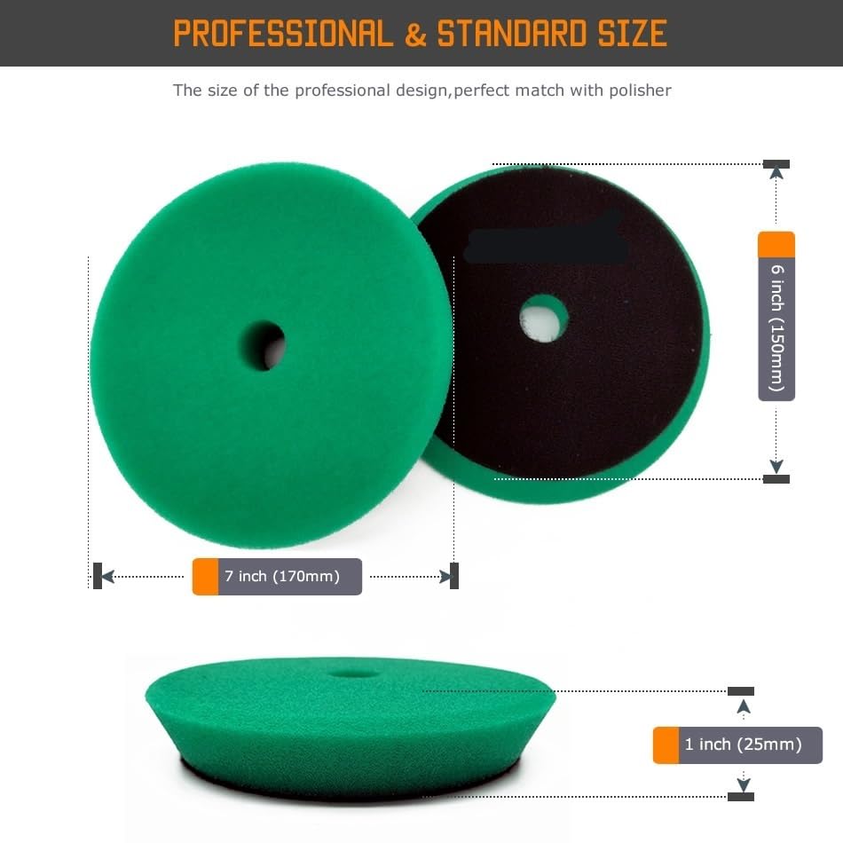 Almohadilla de pulido esponja plana, 2/5 Uds., 5/6 pulgadas, 125/150mm | Green x 5pcs,6 Inch (150mm)Backer