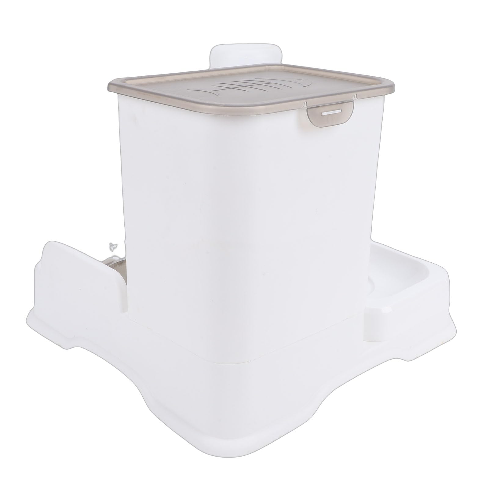 Tnfeeon Distributore di Acqua per Mangiatoia Materiali Sicuri per Piccoli Animali Domestici Mangiatoia per Gatti per Alimenti Secchi per Gatti da Interno, 11,81x11,91x2,17 Pollici (WHITE)