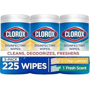 Clorox Disinfecting Cleaning Wipes for Spring Cleaning & Allergy Season, Bleach Free, Fresh Scent and Crisp Lemon, 75 Count Each, Pack of 3