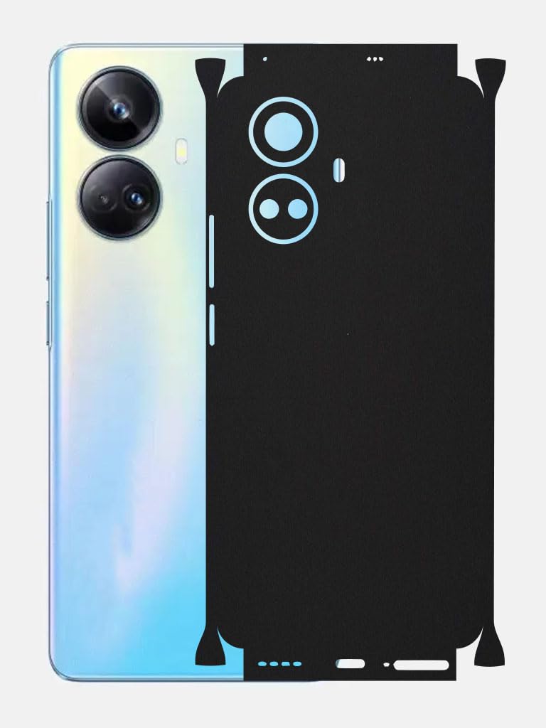 AtOdds - Compatible for Realme 10 Pro Plus (5G) Mobile Back Skin Film Wrap with Camera Protector (Coverage - Back+Camera+Sides) (Matte Black)-image-30