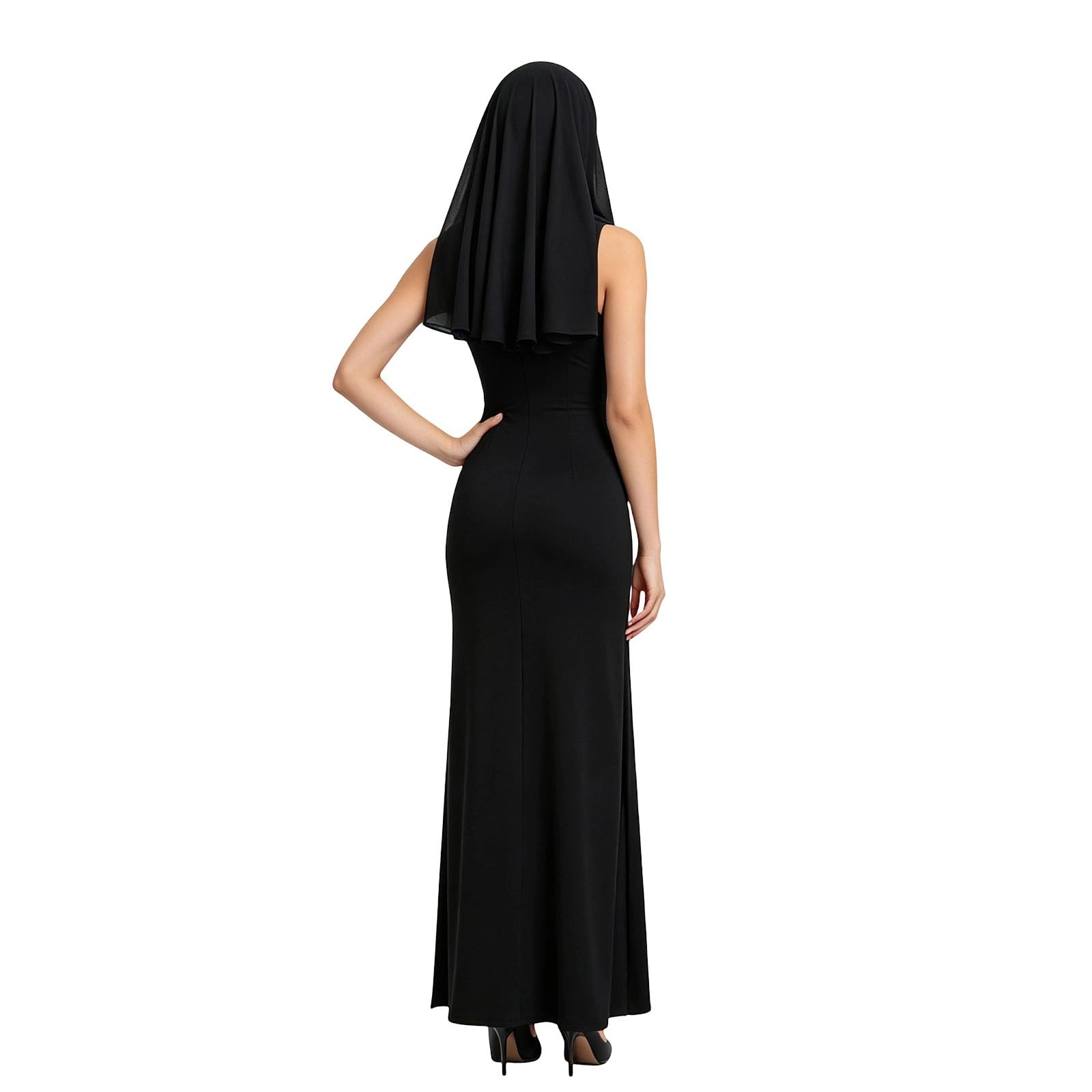 Nonnen kostüm Damen, Sexy Nonnen Kostüm Frauen, Karneval set 3-teilig mit Kopfbedeckung, Halskette, Rock, Perfektes Outfit für Faschingskostüme Damen, Cosplay
