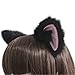 E-TING Long Fur Cat Ears Anime Cosplay Headband Hairband Halloween Cosplay Party Costume (Black with Pink inside)