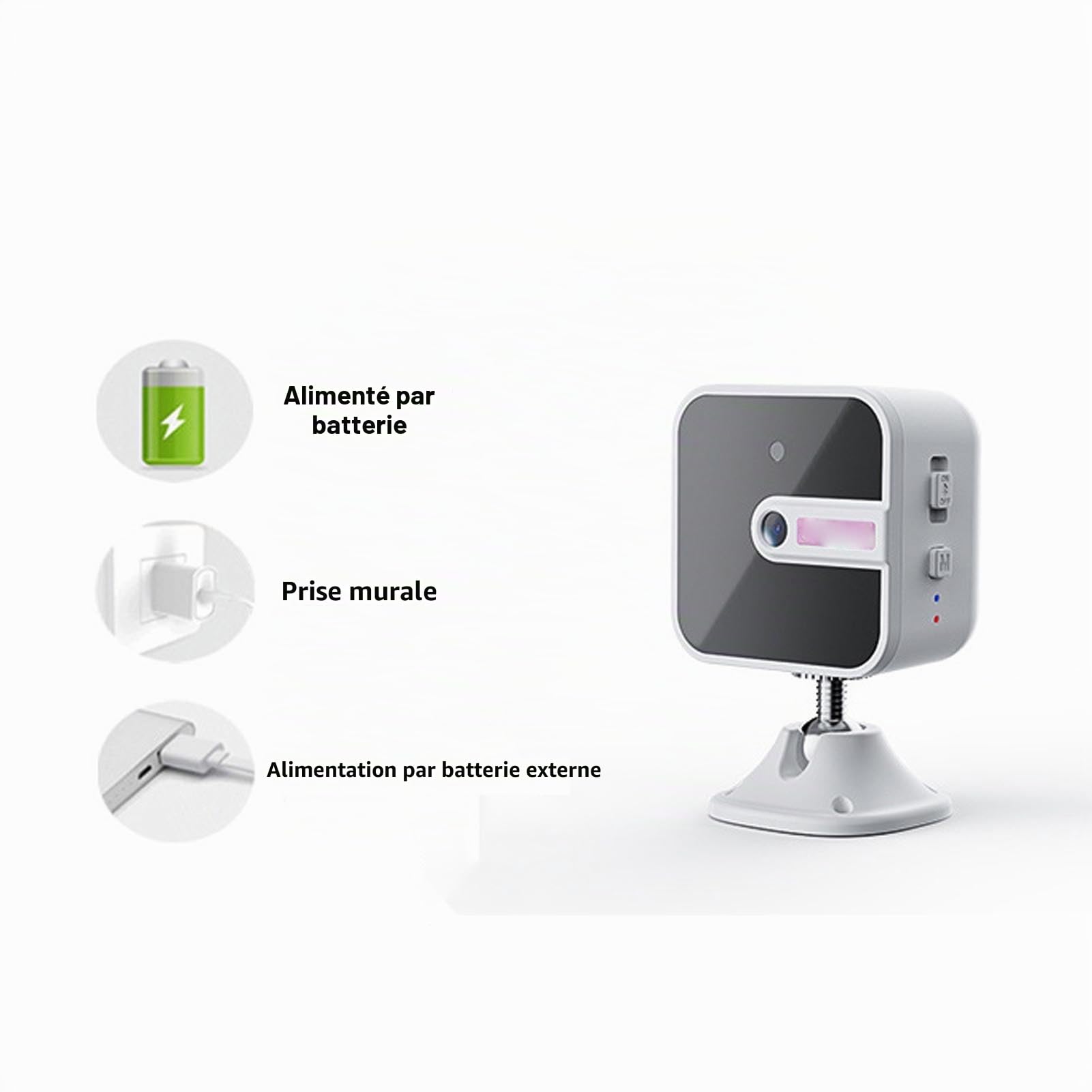 Denash Caméra de sécurité 2K, Intérieur WiFi à Piles avec une Conversation Bidirectionnelle et une Carte 32 Go Incluse pour la Surveillance à Domicile