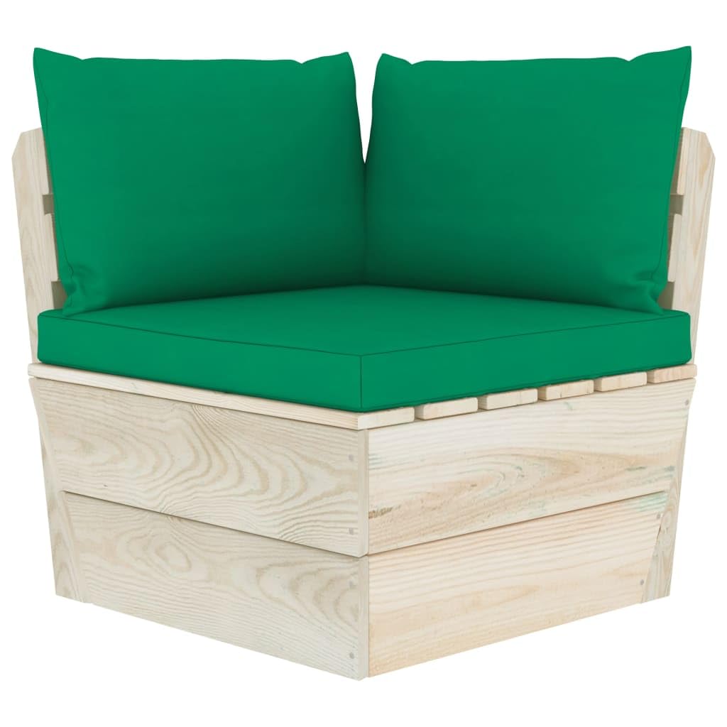 vidaXL Abeto Impregnado Sofá de Esquina de Palets de Jardín Cojines Asiento Silla Sala de Estar Salón Terraza Patio Seccional Exterior Balcón Estable