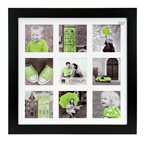 kieragrace Langford Picture Frame, 14 by 14-Inch Matted For 9- 4 by 4-Inch Photo, Black