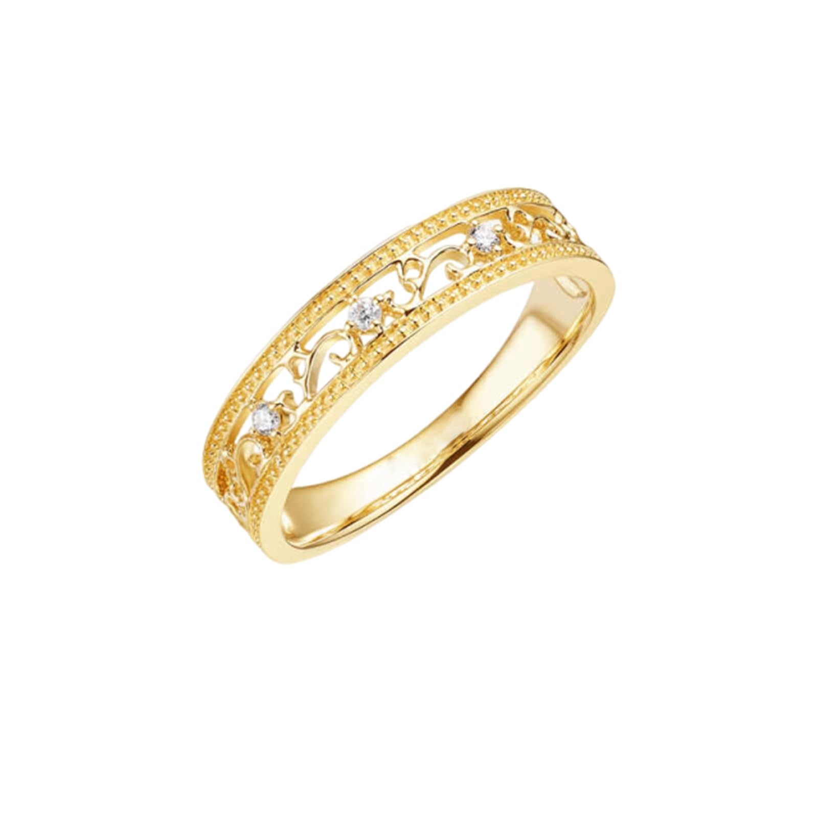 Anillo de boda para mujer, oro auténtico, con diamante de 0,03 quilates, 4,3 mm, anillo de boda para mujer