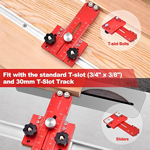 Thin Rip Table Saw Jig Guide with Two Suspension Mechanism Guide Bearing for Making Repetitive Narrow Strip Cuts, Fit for 3/4\" x 3/8\" Miter Slots, Works with Track Table Saw, Router Table, Band Saw