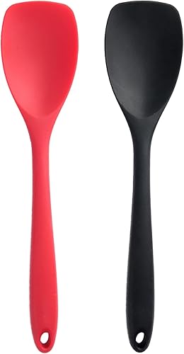 Juego de 2 cucharas de espátula de silicona, cucharas resistentes al calor y raspadores flexibles para hornear, utensilios de cocina antiadherentes,