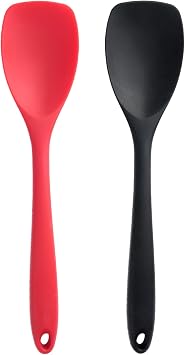 2 Pcs Silicone Spatula Spoon Set, Heat Resistant Spoonula & Flexible Scrapers for Baking Mixing, Non-Stick Kitchen Utensils - Seamless Soft Cooking Scoop, Serving Spatula for Bowls, Cookware