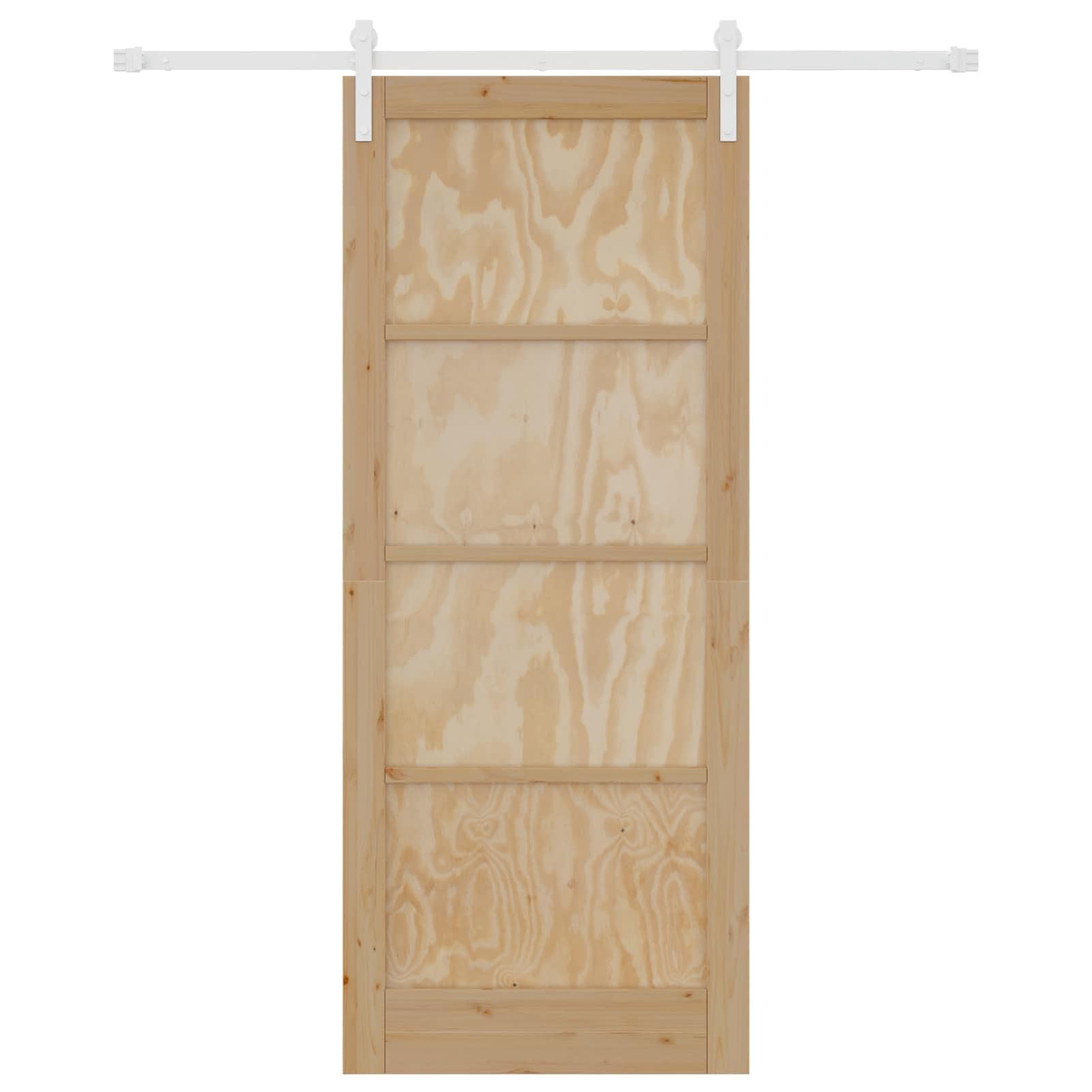 Schiebetür aus Massivem Kiefernholz, 86 x 211 cm, Natürlich und Weiß, mit oberer Laufschiene, platzsparendes Design, für Innenräume, leises und sanftes Gleiten, einfache Montage3445421