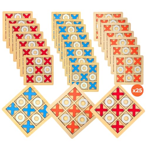 Kiwilima KL Regalos Cumpleaños Niños Colegio | Detalles Cumpleaños Niños | Regalos Cumpleaños Infantiles | Pack de 25 Juegos 3 en Raya de Madera, Regalitos Invitados Cumpleaños, Relleno Piñata