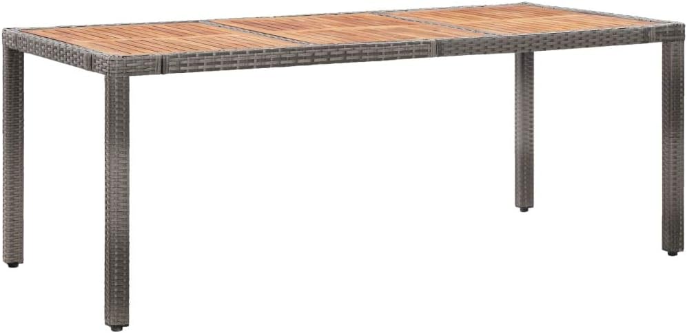 vidaXL 9 Piece Patio Dining Set with Cushions Poly Rattan Gray