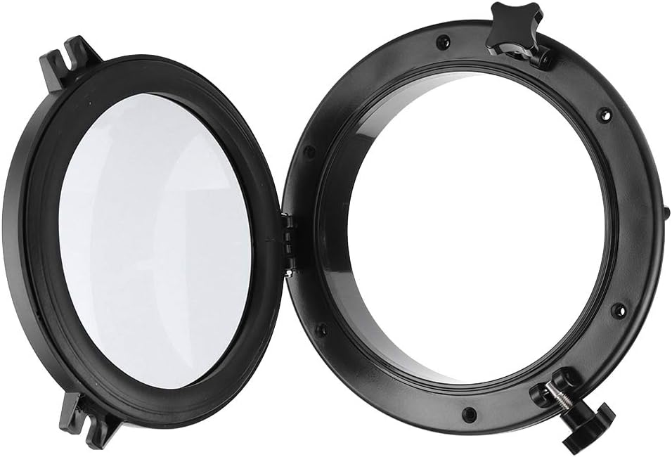 10in Marine Porthole Round Black Portlight Stalinite Window Universal Fit for Boat Yacht,Black