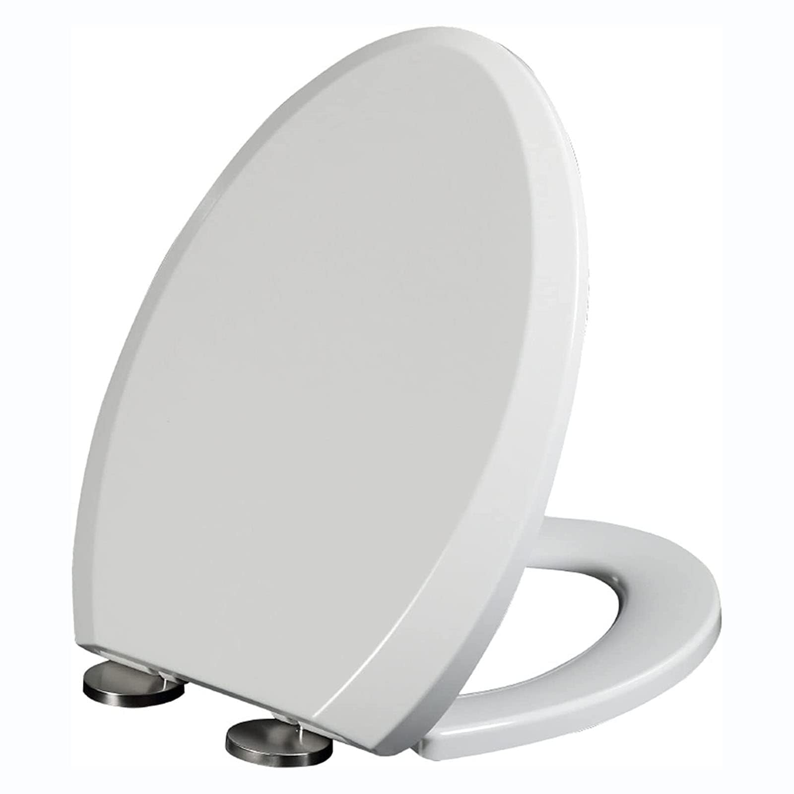 Giural Soft Close Toilet Seat White, Elongated Toilet Seats Quick Release Lid for Easy Clean, Loo Seats Oval, Simple Top Fixing, Non-Slamming,36 * 45cm