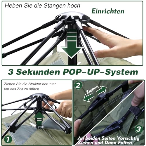 Camping Zelt Pop Up Zelte 2-4 Personen 300x240x145 cm PU5000 Doppelschicht Automatisches Sofortzelt Wasserdicht Winddicht Wurfzelt Tunnelzelt Campingzelt 01 04 V2 vélo Fahrrad – Bild 6