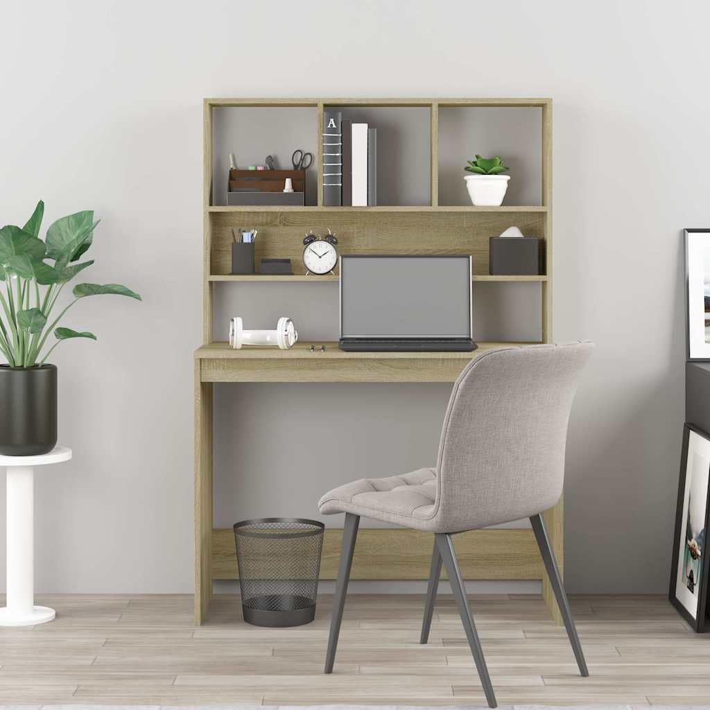 Biurko z półkami 102x45x148 drewno drewno sonoma kolor dębu