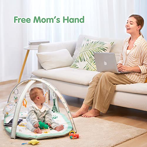 Lupantte Activity Gym / Play Mat with Replaceable Washable Covers for Baby Tummy Time with Toys for Visual, Hearing, Touch, Cognitive Development for Newborn to Toddler as Shower Gift