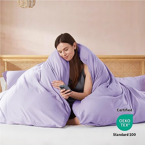 image for Nestl Twin Duvet Cover Set - Soft Double Brushed Lavender Duvet Cover 