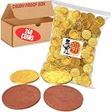 Belgian Milk Foiled Again! Chocolate Coins - 3 lbs. - Approx 240 Individually Wrapped Bulk Candy Coins - Large 1.5” Kennedy Half Dollar Gold Foil - Crush Proof Box - Kosher Certified