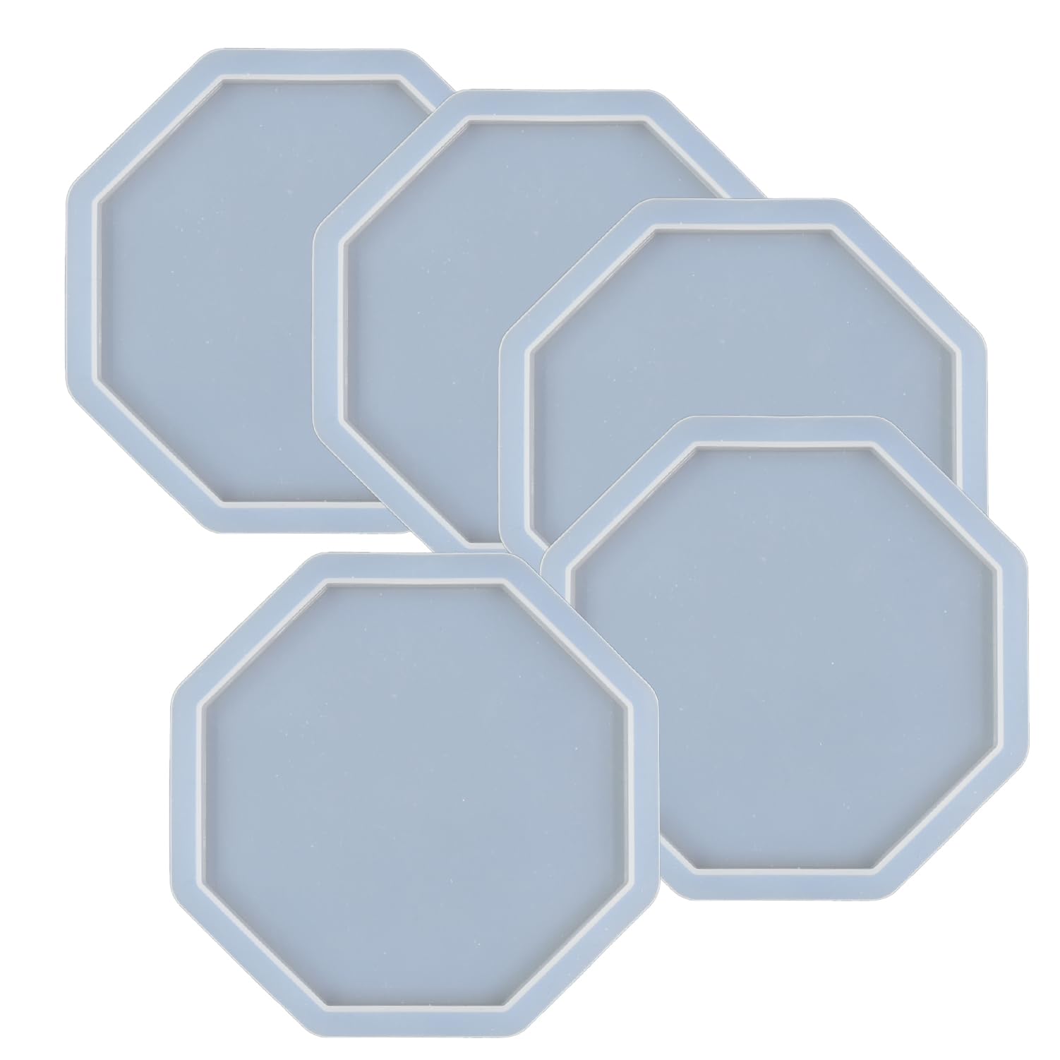 5Pcs Octagon Shape Epoxy Mold DIY Resin Casting Octagon Base Coaster Silicone Mold, Size 3.5 inch