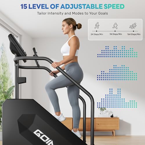 Image of T1 Stair Stepper Machine, 550Lbs Commercial Grade Stair Climber for Home with 15 Resistance Level and LED Screen, Stepmill Exercise Machine for Full Body Workouts, 24-164 Steps /Min