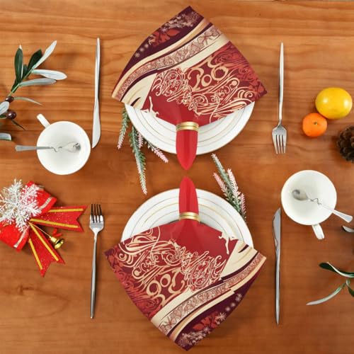 Servilletas de Tela Navideñas Multicolor Pack x6 Polyester 20x20 in miniatura 5