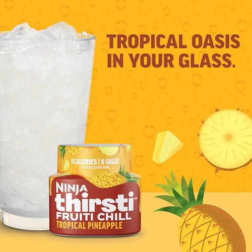 Image of Ninja Thirsti Flavored Water Drops, Topical Pineapple, Zero Calories | Zero Sugar, 12oz drinks, 3 Pack, Compatible with All Ninja Thirsti Drink Systems - WC1000, WC2000 & WC3000 Series, WCFTRCCAM