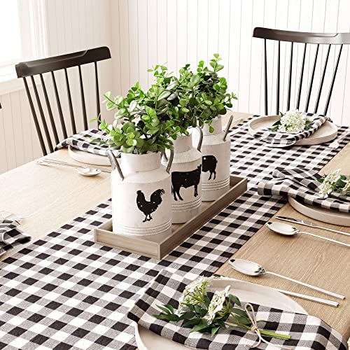 Barnyard Designs Decorative Galvanized Metal Jars With Rustic Handles, Wood Lids And Tray, Vintage Farmhouse Primitive Country Home Decor Jugs With Farm Animal Designs, White, Set Of 3 #TOP1