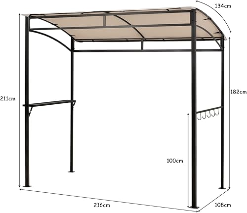 Miniatura 5 de Giantex Cenador de parrilla de 7 x 4.4 pies, refugio para patio al aire libre, toldo para barbacoa, parte superior suave, construcción de acero