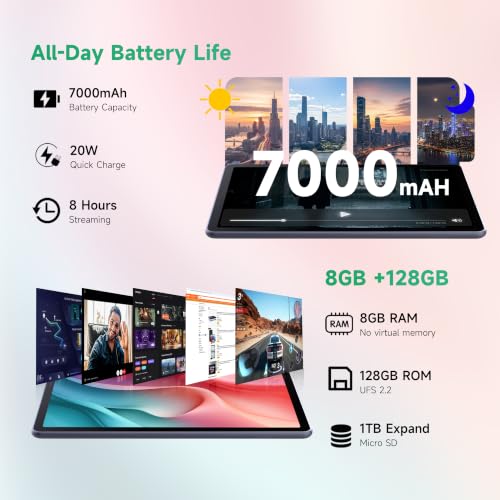 Image of LincPlus T3 Tablet 10.4 Inch Android Tablet, 2K IPS Display, MediaTek Helio G99 Octa-Core Processor, 8GB RAM 128GB ROM, Expandable 1TB Storage, 7000mAh Battery, Dual Cameras, WiFi GPS Table (T3-8G)