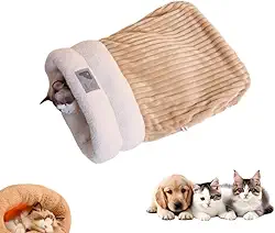 Saco de dormir para gatos com aquecimento de inverno, saco de dormir de pelúcia macio para gatos e cães, ninhos portáteis e calmantes para animais de estimação, cama de caverna para gatos, cama