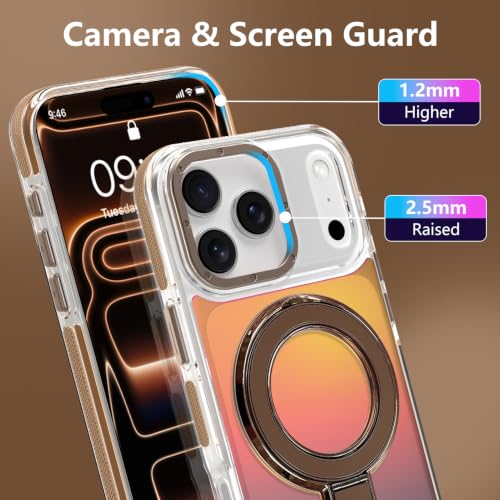Image of Magnetic for iPhone 17 Pro Case with Stand [Compatible with Magsafe] [Cute Fashion Fluorescent Design] [1 Screen Protector] Slim Translucent Matte Case for iPhone 17 Pro 6.3 inch 2025, Desert