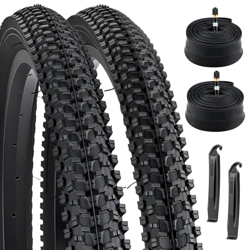 26' Mountain Bike Tires 26x1.95/54-559 and 26' Bike Tubes Schrader Valve with 2 Tire Levers for 26x1.75 26x1.95 26x2.0 26x2.1 26x2.125 26x2.25 MTB Off-Road Bike Tire and Tube