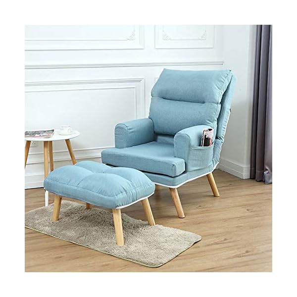 Sofa Chair Modern Upholstered Wooden Lounge Chair Arm Chair With Ottoman Modern Comfy Furniture For Living Room,Bedroom,Club,Office Multi-color Optional Living Room Bedroom Study Balcony Armchair - Image 8
