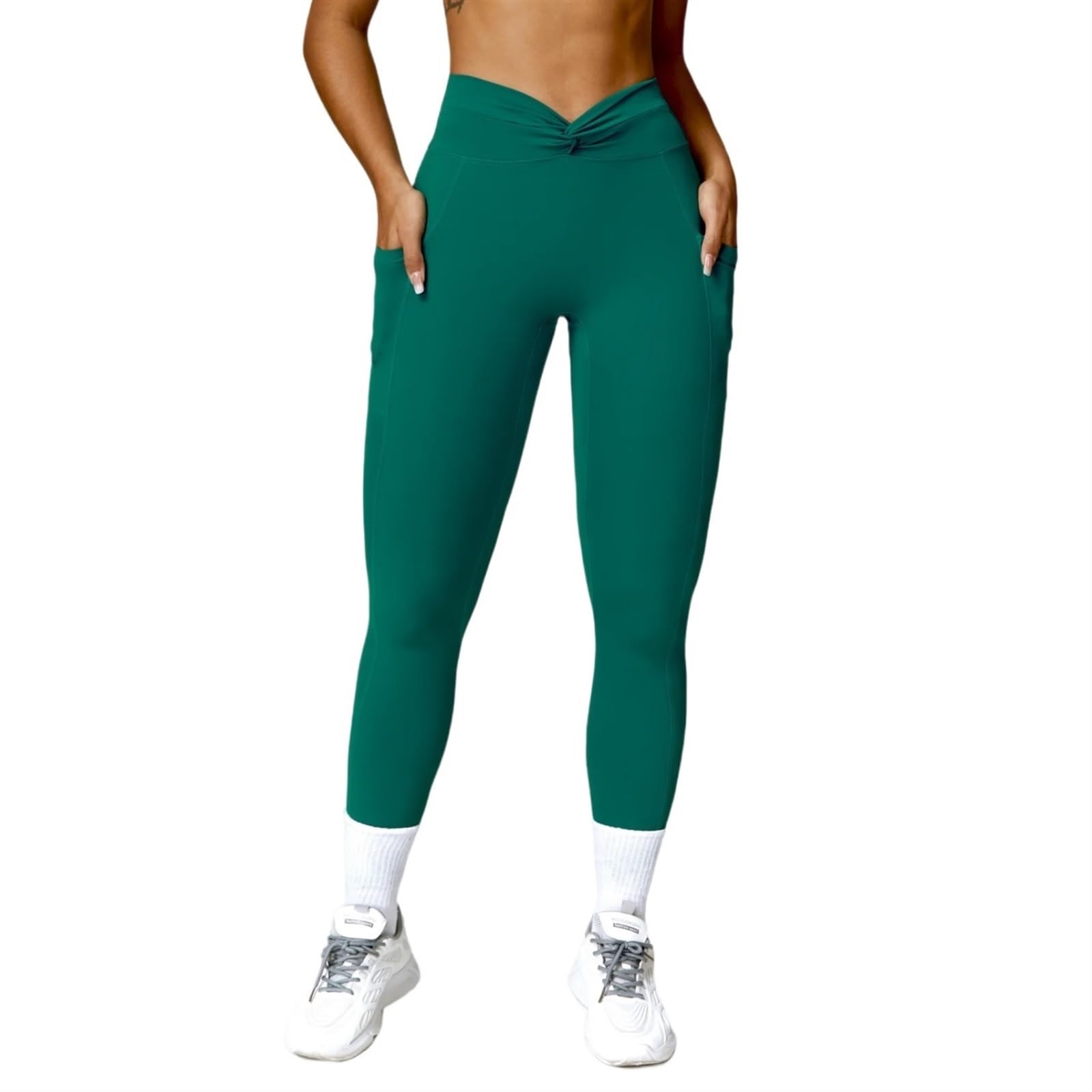 Pantalones de Yoga for mujer, mallas de entrenamiento for correr con cintura cruzada, cintura alta, levantamiento de cadera, sensación desnuda, mallas deportivas for gimnasio Leggings mujer(Haze Blue,
