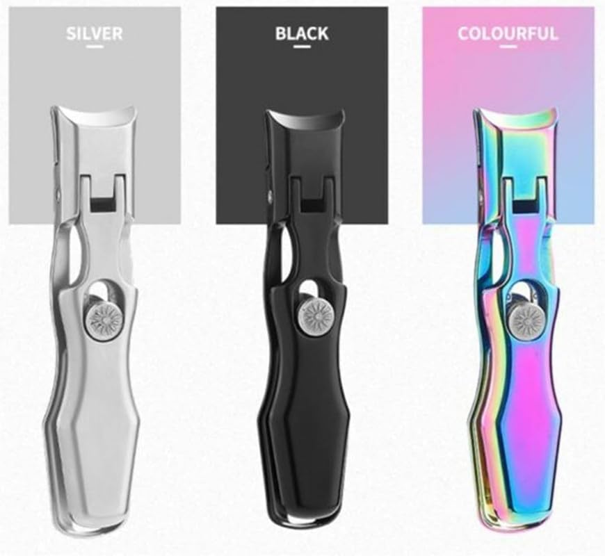 2024 New German Nail Clippers for Men, Ultra Sharp Stainless Steel German Nail Clippers, Professional Anti-Splashing German Toenail Clippers for Seniors, Cuts Thick Nails with Ease（Silver+Black）