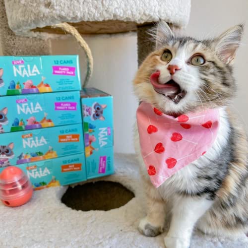 Image of LOVE, NALA Natural Flaked Wet Cat Food Variety Pack - Salmon, Tuna with Carrot & Pea, Chicken with Pumpkin - Grain Free, Non-GMO, High Protein, Omega-3, Added Vitamins & Minerals, 12 Pack (2.4 lb)