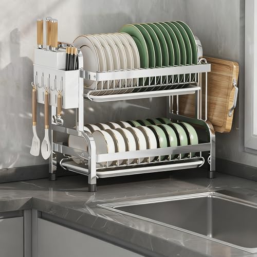 Colorido escurreplatos con superficie de drenaje extraíble, ahorra espacio, 16 x 10 x 16 pulgadas, perfecto para cocinas pequeñas y soluciones de secado de platos