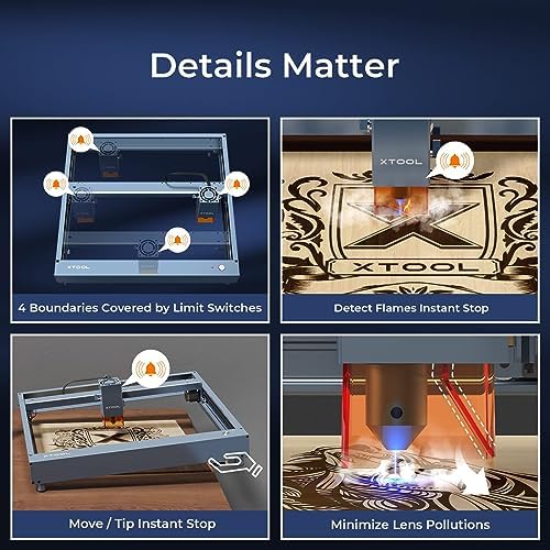xTool D1 Pro Engraver, Cutter Engraving Machine for Personalised Gifts, Precise Engraving Machine, CNC Machine and Engraver for Wood and Metal, Acrylic, Glass, etc.