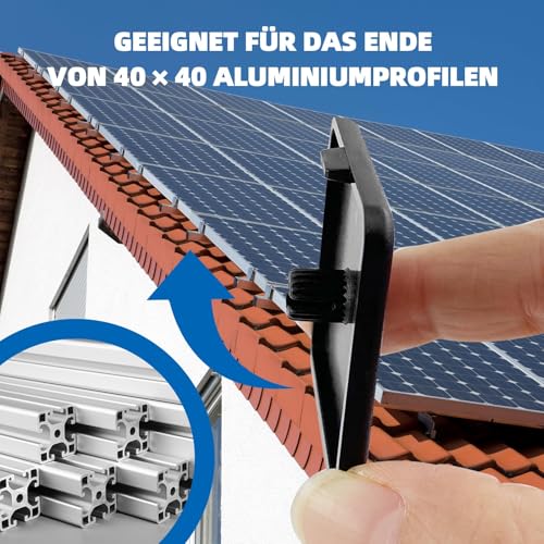 Endkappe Aluprofil 40x40 Abdeckkappen Aluprofil Kunststoff Schutzkappen - Aluprofil Kappe Profil Endkappe Profilabdeckkappe Kunststoff - Aluprofil Zubehör Vierkantrohr Endkappen (10 Stück, Schwarz)
