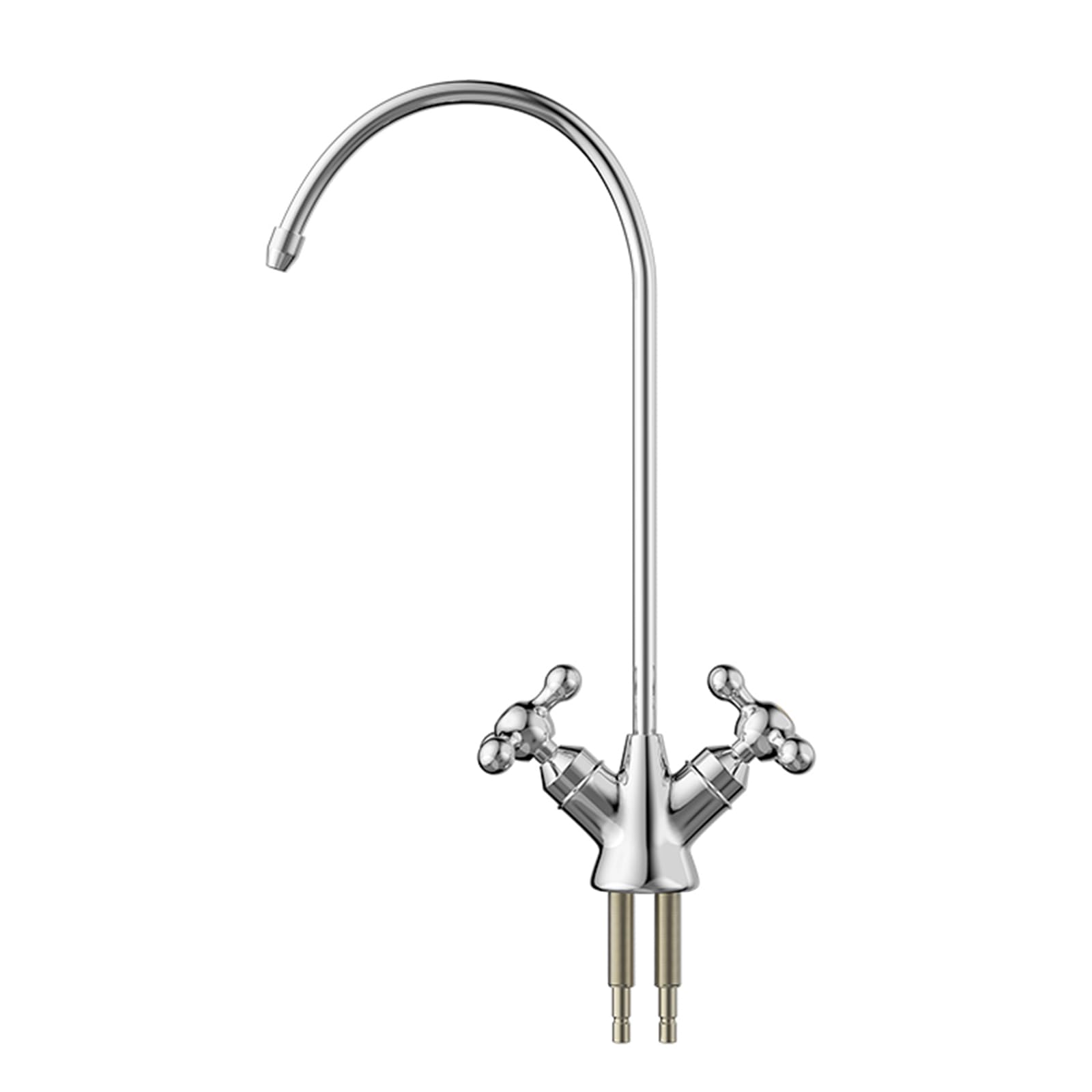 Rubinetto Acqua Potabile Lavello Cucina Cromo a Collo di Cigno Rubinetto Depuratore Acqua 2 Vie Doppia Maniglia,Cromo Placcato