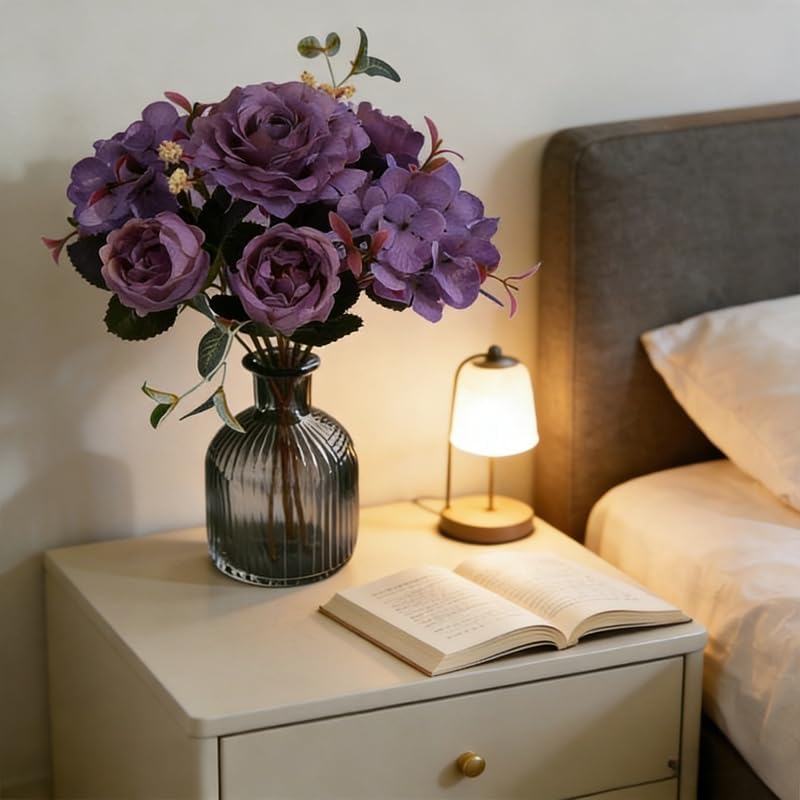 3pcs Purple Peonies Artificial Flowers, 6 Head Real Touch Fake Peony Stems for Home Decor, Vase Arrangements, Wedding Centerpieces, Valentine's Day Mothers Day Spring Party Decoration